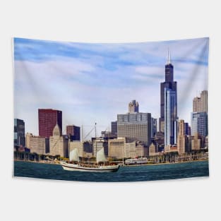 Chicago IL - Schooner on Lake Michigan Tapestry