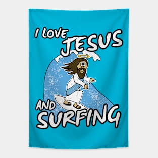 Christian Surfer, I Love Jesus and Surfing Tapestry