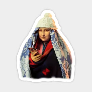 Mona Lisa On Her Phone Magnet