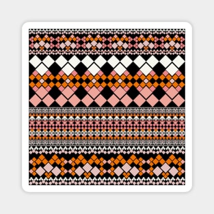 Geometric Bohemian Orange and Pink Magnet