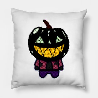 Black Zombie Pumpkin Man of Halloween with Scary Face Pillow