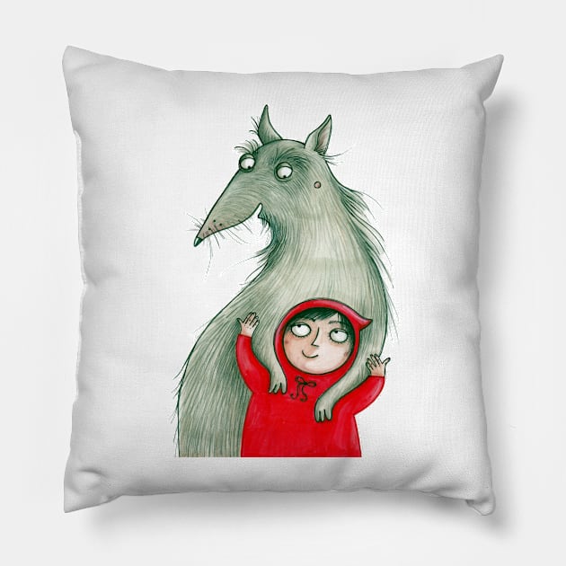 Little Red Riding Hood & the Wolf Pillow by JunieMond