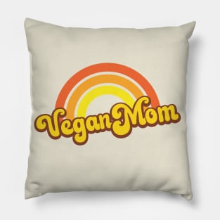 Vegan Mom Retro Rainbow Orange Pillow