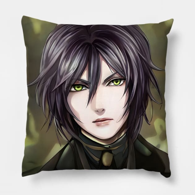 Black Hair Emo Anime Boy Pillow by animegirlnft