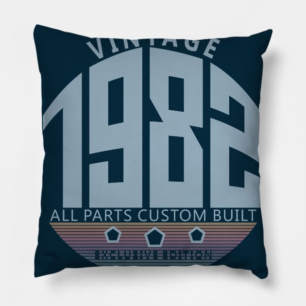 38th Birthday T-Shirt - Vintage 1982 Pillow by Reshartinc