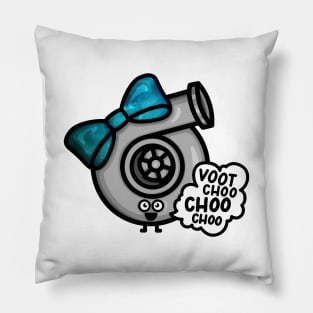 What Does The Cutest Turbo Say - Blue Galaxy Bow Pillow