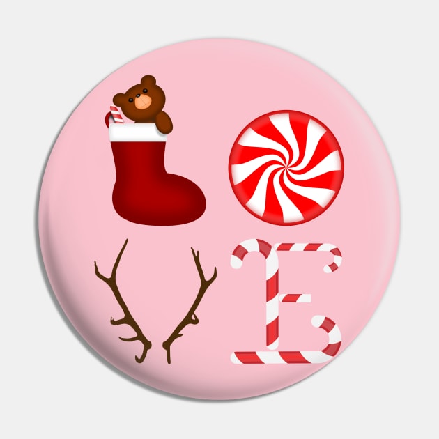 I Love Candy & Christmas Pin by Sleazoid