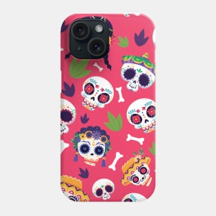 Brightly Colored Skulls Halloween pattern Phone Case