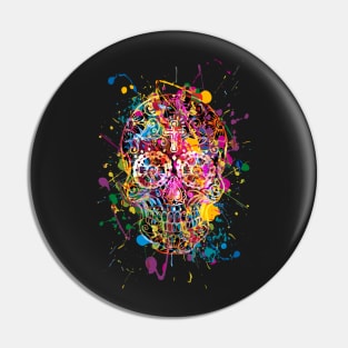 Funny Mexican Sugar Skull Grunge Pin