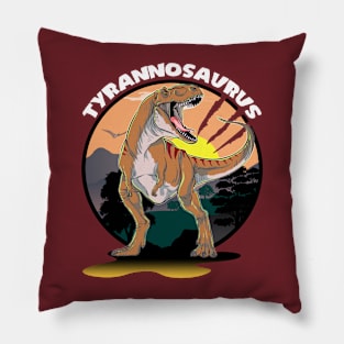 Tyrannosaurus Rex Dinosaur Design With Background Pillow