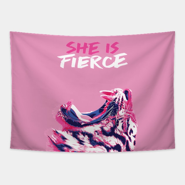 She is Fierce Tapestry by polliadesign