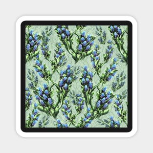 Spring bluish floral bloom green background Magnet