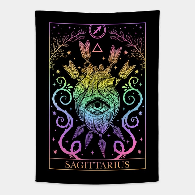 Zodiac sign tarot card Sagittarius Tapestry by OccultOmaStore