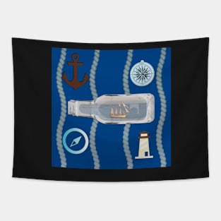 THE BEACH IS MY HAPPY PLACE NAUTICAL THEMED PILLOWS PACIFIC OCEAN BLUE Tapestry