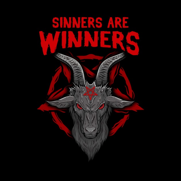 Sinners are Winners - Satanic Goat T-Shirt by biNutz