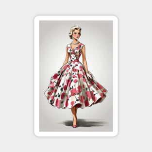 50s Fashion Model Illustration Magnet