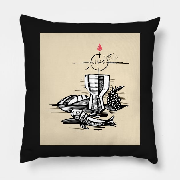 Eucharist Sacrament illustration Pillow by bernardojbp