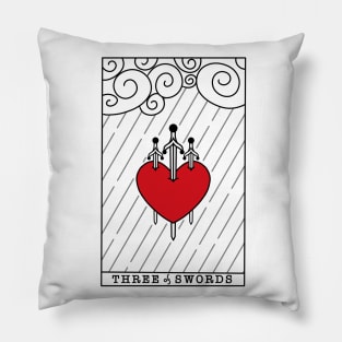 Three of swords tarot card minimalistic design light version Pillow