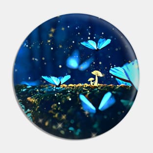 Blue Butterfly Garden Pin