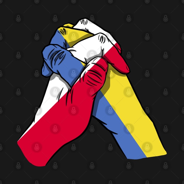 Poland and Ukraine Flags Holding Hands Ukraine Poland Roots by BramCrye
