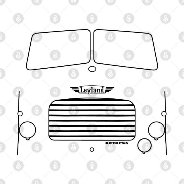 Leyland Octopus classic 1960s lorry black outline graphic by soitwouldseem