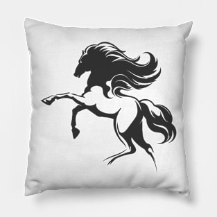 Running Horse Silhouette Emblem Pillow
