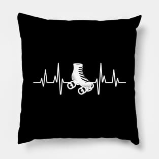 Roller Skate Heartbeat in white for skaters and roller derby fans Pillow