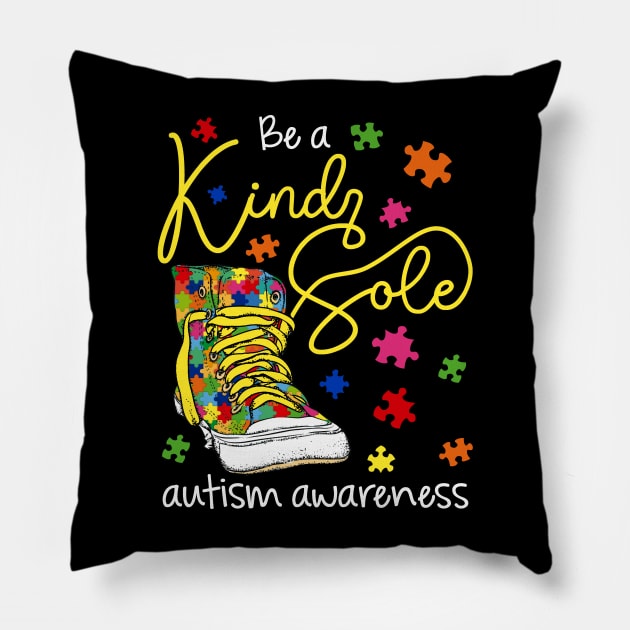 Be A Kind Sole Autism Awareness Puzzle Shoes Be Kind Pillow by Xonmau