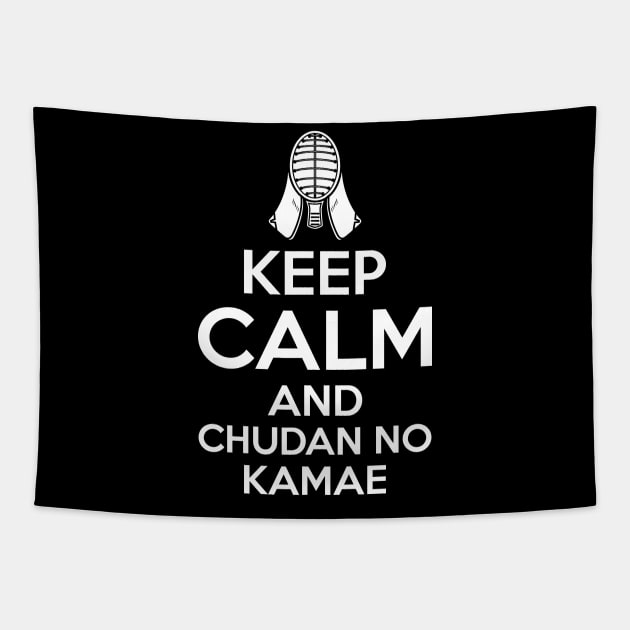 KENDO: Keep Calm and and Chudan no Kamae Tapestry by Arish Van Designs