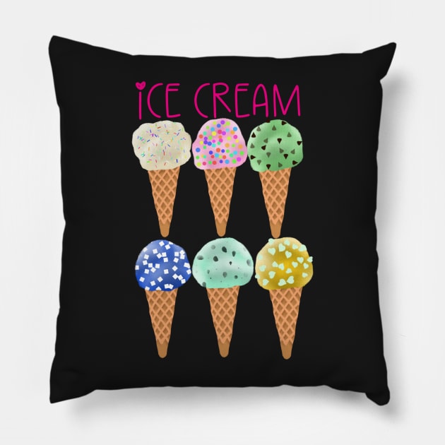 Ice Cream Pillow by MarcyBrennanArt