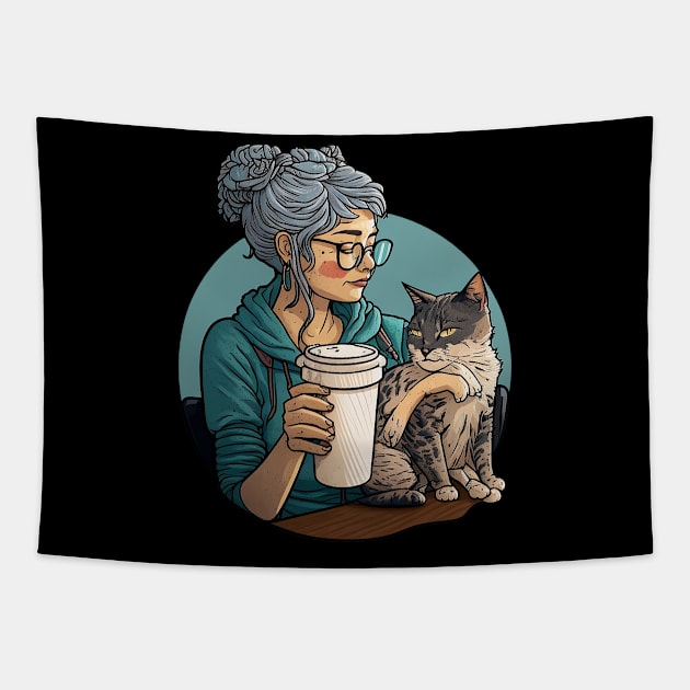 The Purrfect Brew Tapestry by TypeTickles