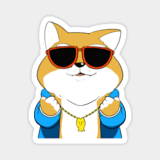 Cool Cat Cartoon with Hoodie Magnet
