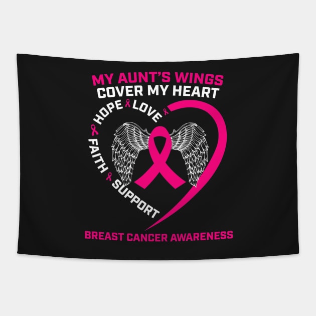 Aunts Wings Loving Memory Aunt Pink Breast Cancer Awareness Tapestry by CarolIrvine