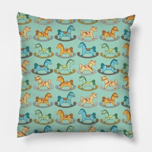 Cute and Adorable Rocking Horse Seamless Pattern Design Pillow