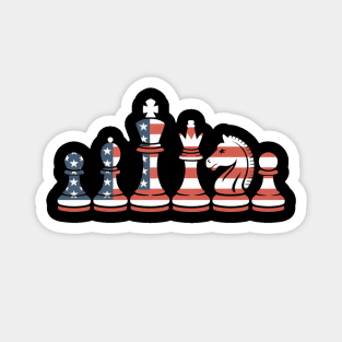 American flag Chess pieces patriotic chess player USA Magnet