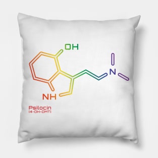 Psilocin Molecule - rainbow design Pillow