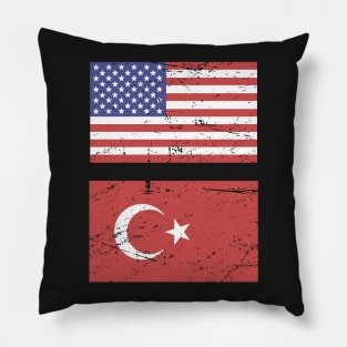 United States Flag & Turkey Flag Pillow