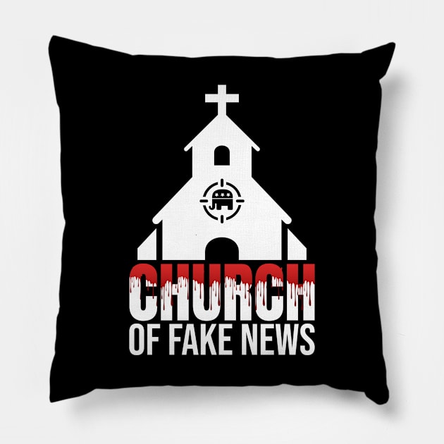 President Church of Fake News President Video Pillow by sheepmerch