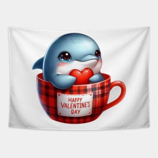 Valentine Dolphin In Tea Cup Tapestry