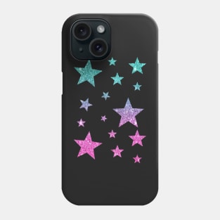 Pink Teal Ombre Faux Glitter Stars Phone Case