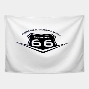 Route 66 sign, black on white Tapestry