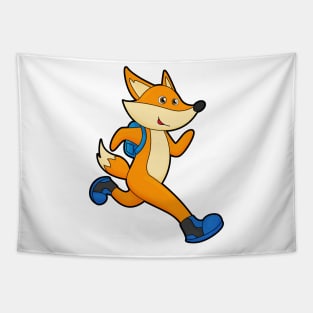 Fox at Running with Backpack Tapestry