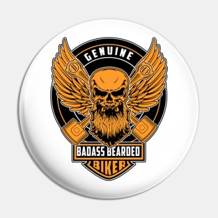 genuine badass bearded biker Pin