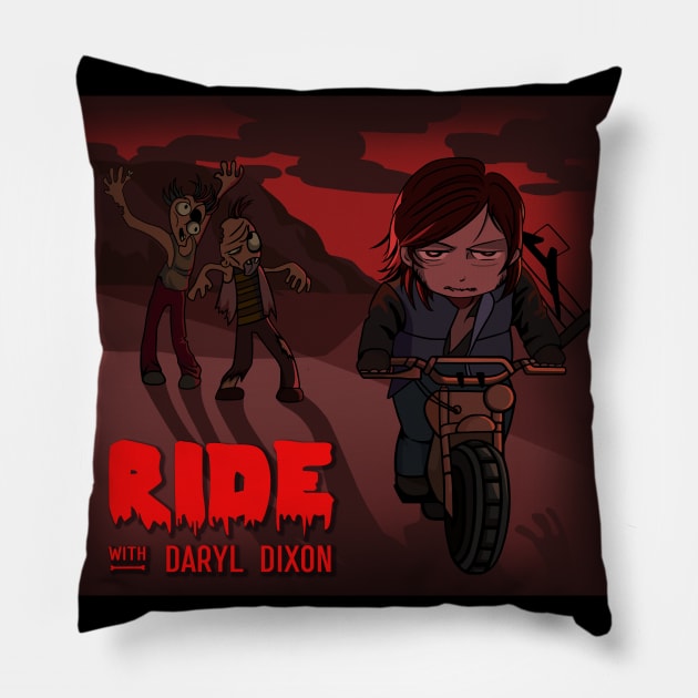 Ride with Daryl Dixon Pillow by J.R.