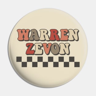 Warren Zevon Checkered Retro Groovy Style Pin