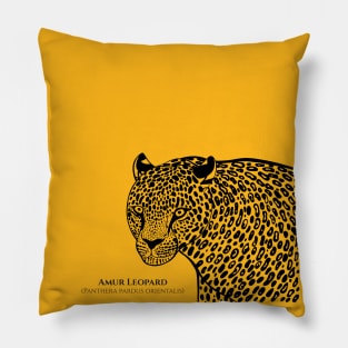 Amur Leopard with Common and Scientific Names - animal design Pillow