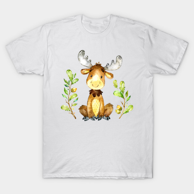 Cute Baby Moose Watercolors Illustration Moose T Shirt Teepublic