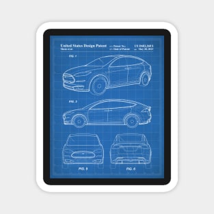 Tesla Model S Patent - Tesla Art - Blueprint Magnet