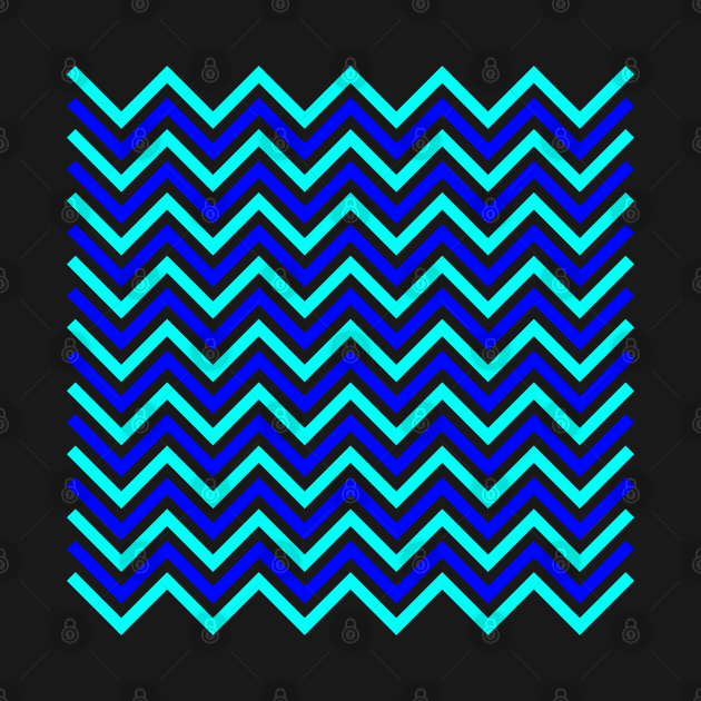 Zigzag Lines - Cyan Blue by SanTees