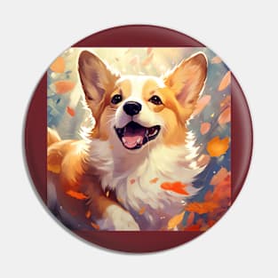 Fall Corgi Puppy Pin